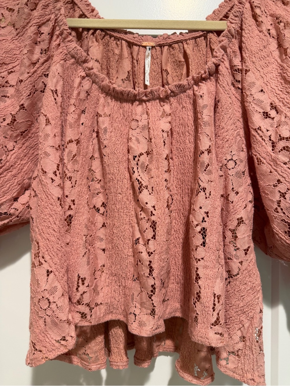 Free People Rose Lace Peasant Top Size Medium - Picture 4 of 6